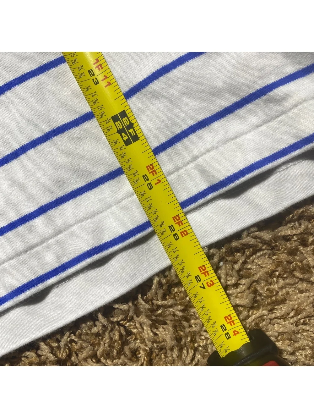 Polo Ralph Lauren Custom Slim Fit Polo Shirt White Blue Striped - Fits XL